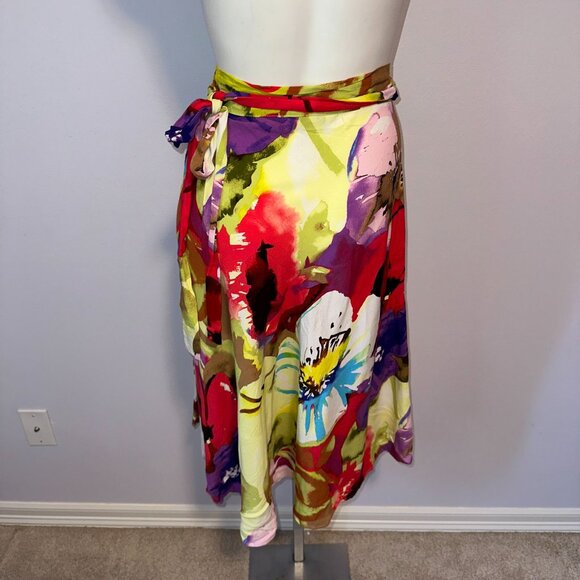 Jams World Flower Splash Wrap Skirt Size Large Made Hawaii Colorful Floral - Picture 5 of 6